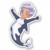 CHIBI ORCA Merman Mermaid Zee Creatures Sticker (Voorkant)