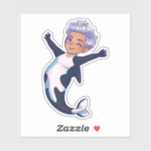 CHIBI ORCA Merman Mermaid Zee Creatures Sticker (Vel)