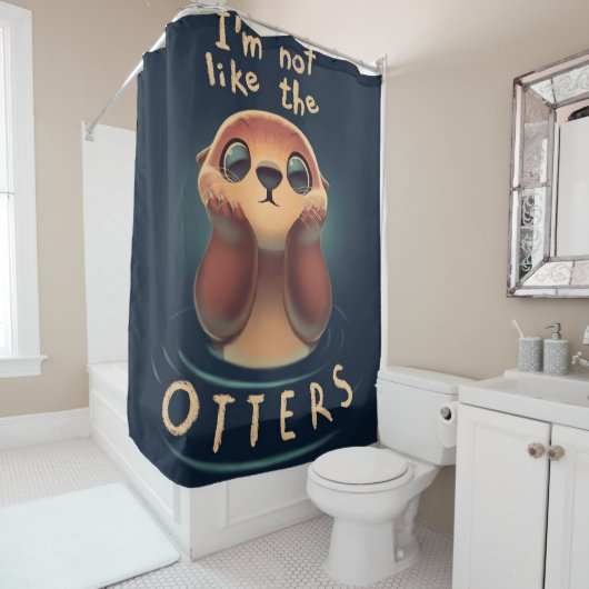 Chibi Otter | Otter Lover | Cute Otter Pun Douchegordijn (In situ)