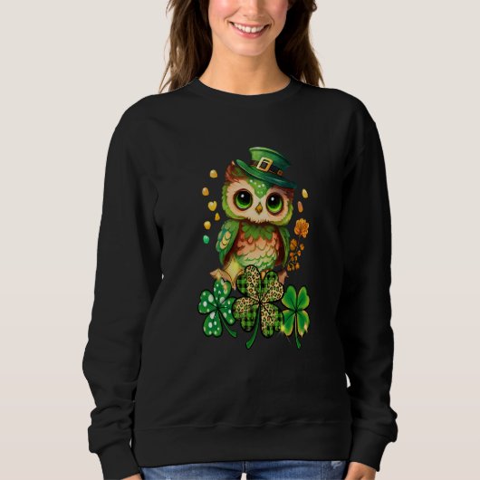 Chibi Owl Adorable St Patrick's Day Bird Cute C Trui (Voorkant)