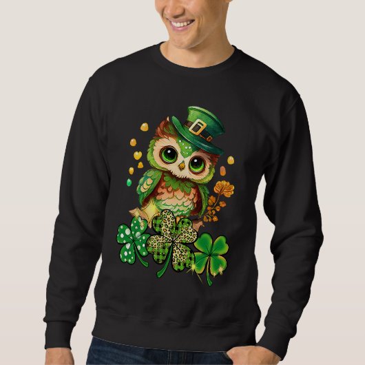 Chibi Owl Adorable St Patrick's Day Bird  Cute C Trui (Voorkant)