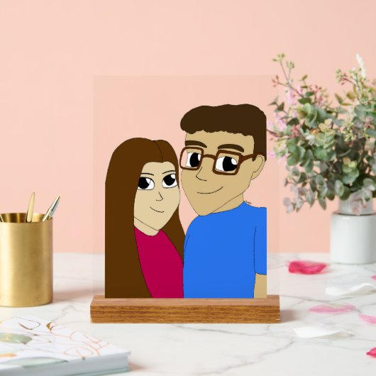 Chibi paar acryl bord (Huwelijk)