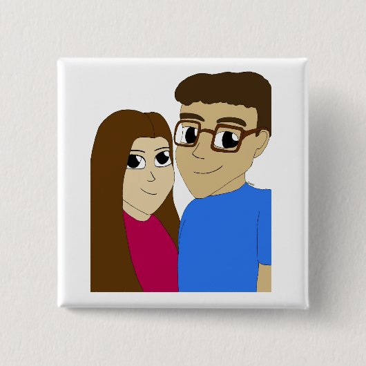 Chibi paar vierkante button 5,1 cm (Voorkant)