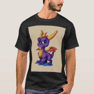 Chibi Paarse Draak Avonturier Schattig Fantasie T-shirt