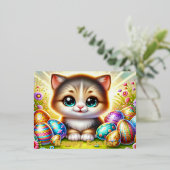 Chibi Paaskat Briefkaart met goudfolie accenten (Staand Voorkant)