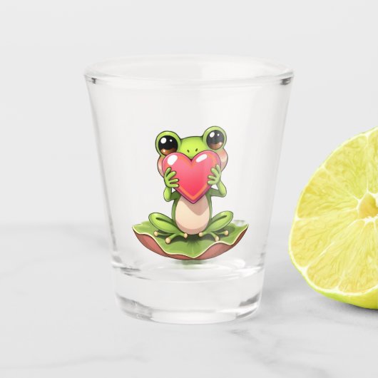 Chibi-pad in roze en groen shot glas (Voorkant)