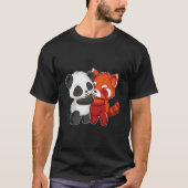 Chibi Panda Bear Hugs Red Panda T-shirt (Voorkant)