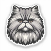 Chibi Perzische Kattenhoofd – Kawaii Big Eyes Desi Sticker (Voorkant)