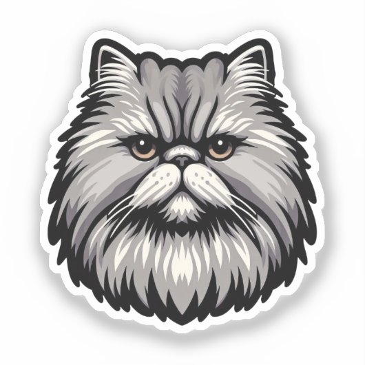 Chibi Perzische Kattenhoofd – Kawaii Big Eyes Desi Sticker (Voorkant)