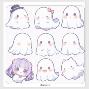 Chibi Pop Art Ghosts Aangepaste gesneden Vinyl Sti Sticker