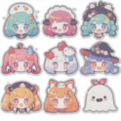 Chibi Pop Art Halloween Custom-Cut Vinyl Stickers (Voorkant)