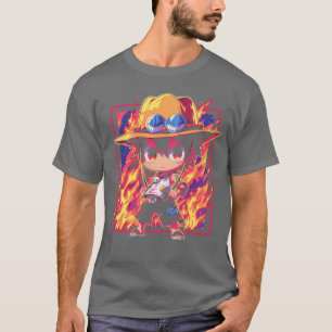 Chibi Portgas D Ace Vlam Kunst vintage T-shirt