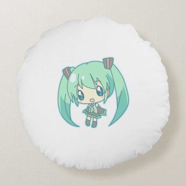 chibi Poster High School print Rond Kussen (Achterkant)