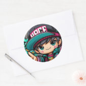 Chibi Power: Schattigee anime-Sticker Ronde Sticker (Envelop)