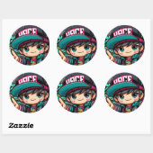 Chibi Power: Schattigee anime-Sticker Ronde Sticker (Vel)