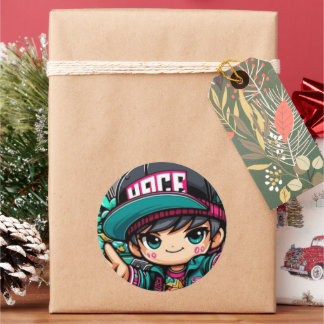 Chibi Power: Schattigee anime-Sticker Ronde Sticker