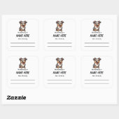 Chibi Puppy Kinderboekenplaat met bericht Vierkante Sticker (Vel)