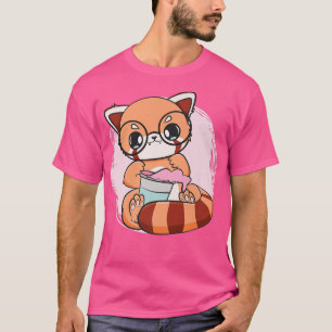 Chibi Red Panda Boba Anime Pearl Bubble Tea Otaku T-shirt