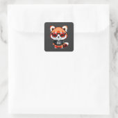Chibi Red Panda Cub Vierkante Sticker (Tas)