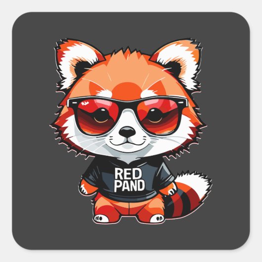 Chibi Red Panda Cub Vierkante Sticker (Voorkant)