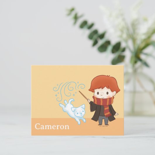 Chibi Ron Weasley Patronus Briefkaart (Staand voorkant)