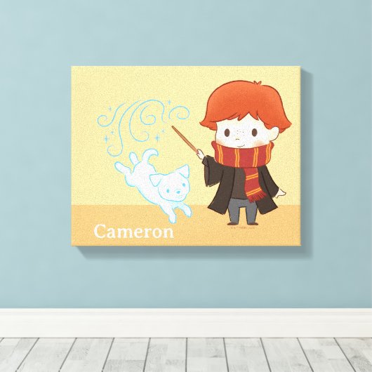 Chibi Ron Weasley Patronus Canvas Afdruk (Insitu (Houten vloer))