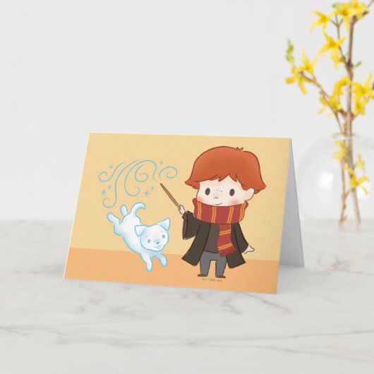 Chibi Ron Weasley Patronus Kaart (Gele Bloem)