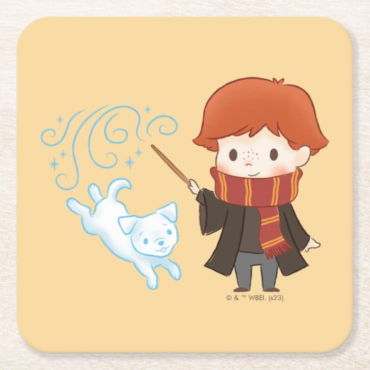 Chibi Ron Weasley Patronus Kartonnen Onderzetters (Voorkant)