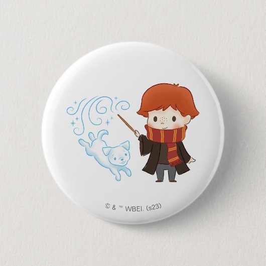 Chibi Ron Weasley Patronus Ronde Button 5,7 Cm (Voorkant)