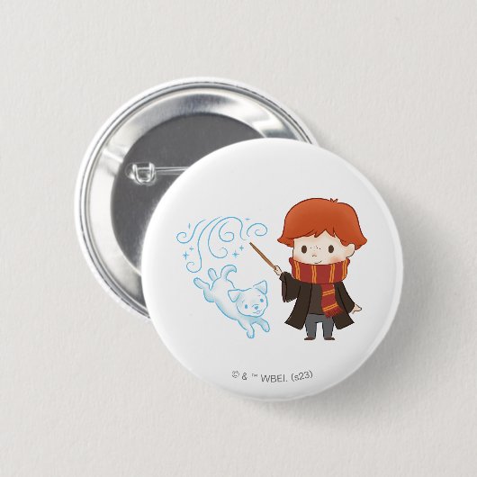 Chibi Ron Weasley Patronus Ronde Button 5,7 Cm (Voorkant /achterkant)