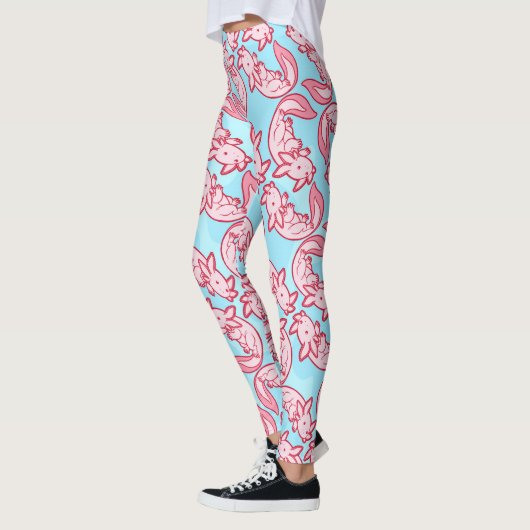 Chibi roze Axolotl patroon Chido Leggings (Links)
