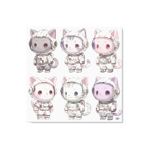 Chibi Ruimtevaart Kitten Kawaii Bemanning