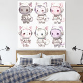 Chibi Ruimtevaart Kitten Kawaii Bemanning Canvas Afdruk (Insitu (Slaapkamer))