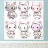 Chibi Ruimtevaart Kitten Kawaii Bemanning Canvas Afdruk (Insitu (Houten vloer))