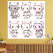 Chibi Ruimtevaart Kitten Kawaii Bemanning Canvas Afdruk (Insitu (Woonkamer))