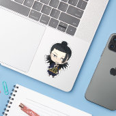 Chibi Samurai Sorcerer - Anime Style Art - Geto Sticker (Laptop met iPhone)