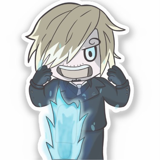 Chibi Sanji Blue Flame - Anime Style Sticker (Voorkant)