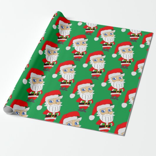 chibi santa claus cadeaupapier (Uitgerold)
