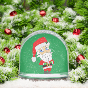 chibi santa claus keramisch ornament sneeuwbol