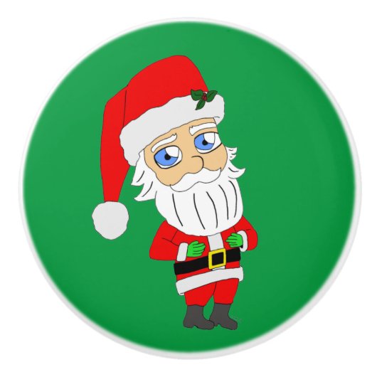 chibi santa claus keramische knop (Voorkant)