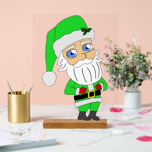 Chibi Santa green suit Acryl Bord (Huwelijk)