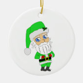 Chibi Santa green suit Keramisch Ornament (Voorkant)