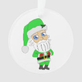 Chibi Santa green suit Ornament (voorkant)