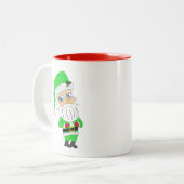 Chibi Santa green suit Tweekleurige Koffiemok (Voorkant links)