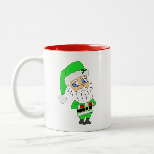 Chibi Santa green suit Tweekleurige Koffiemok (Links)