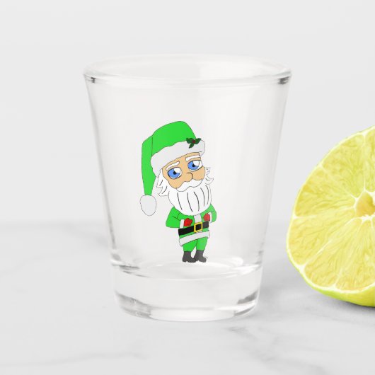 Chibi Santa groene pak Shot Glas (Voorkant)