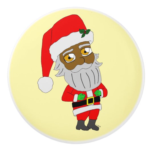 Chibi Santa Keramische Knop (Voorkant)