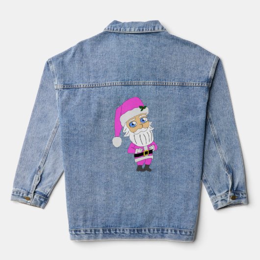 Chibi Santa pink suit Denim Jacket (Achterkant)