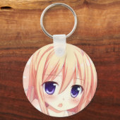 Chibi schattige blonde anime meisje met indigo bla sleutelhanger (Voorkant)