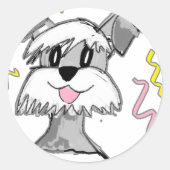 Chibi Schnauzer Ronde Sticker (Voorkant)